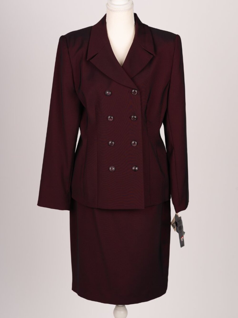 NWT Vintage Burgundy 2pc Skirt Suit Petite Small Deep Wine Corpcore 90s Y2K